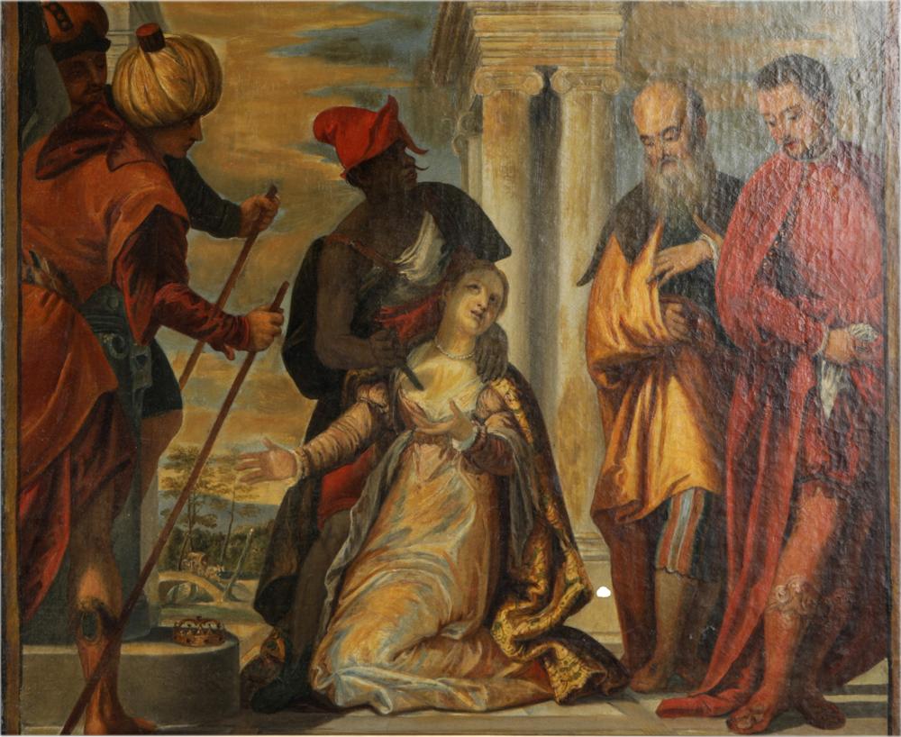 Appraisal: STYLE OF VERONESE ALLEGORICAL SCENEoil on canvas wax-lined unsigned in