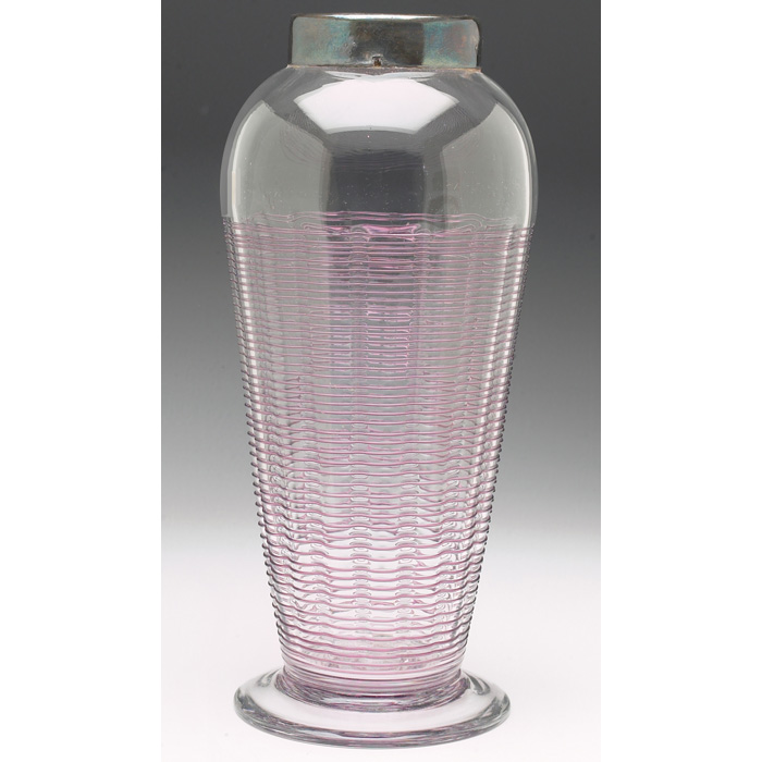 Appraisal: Libby Nash vase tapered form in clear glass with horizontal