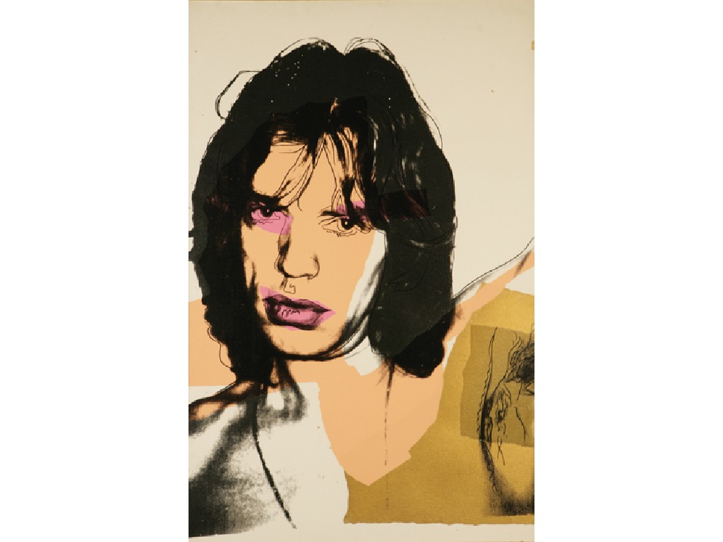 Appraisal: ANDY WARHOL Mick Jagger unsigned screen print on aquarelle paper