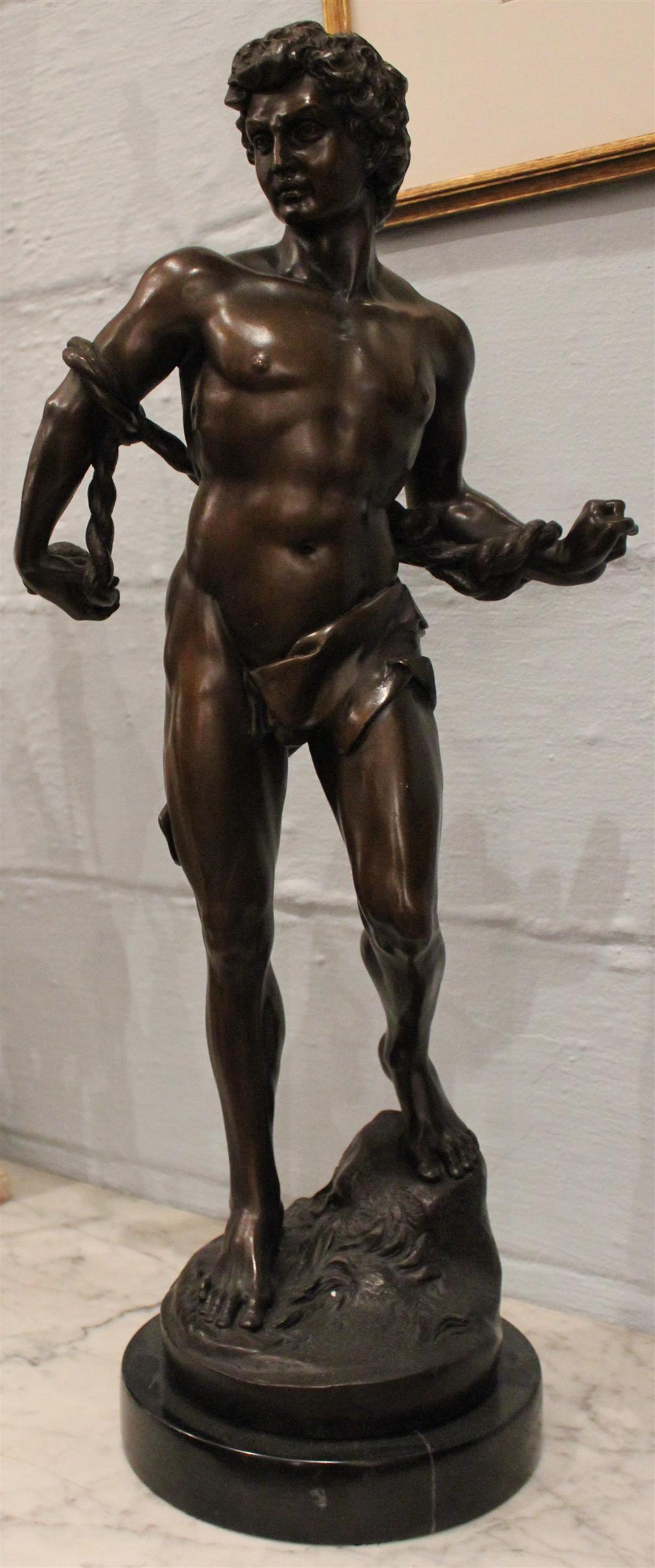 Appraisal: BRONZE CLASSICAL MALE NUDE h w d in