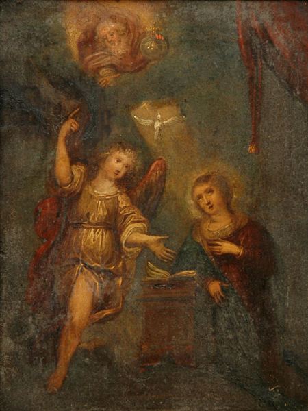 Appraisal: European School th Century The Annunciation oil on copper x