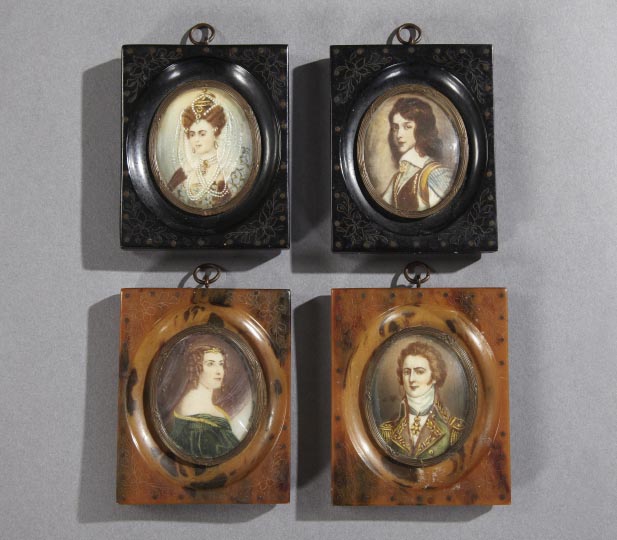 Appraisal: Collection of Four Portrait Miniatures fourth quarter th century comprised