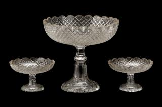 Appraisal: Group of Three Regency Cut Crystal Compotes English first quarter