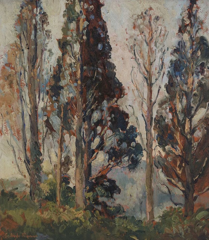 Appraisal: GERTRUDE FREYMAN - OIL ON PANEL Gertrude Freyman - Cedars