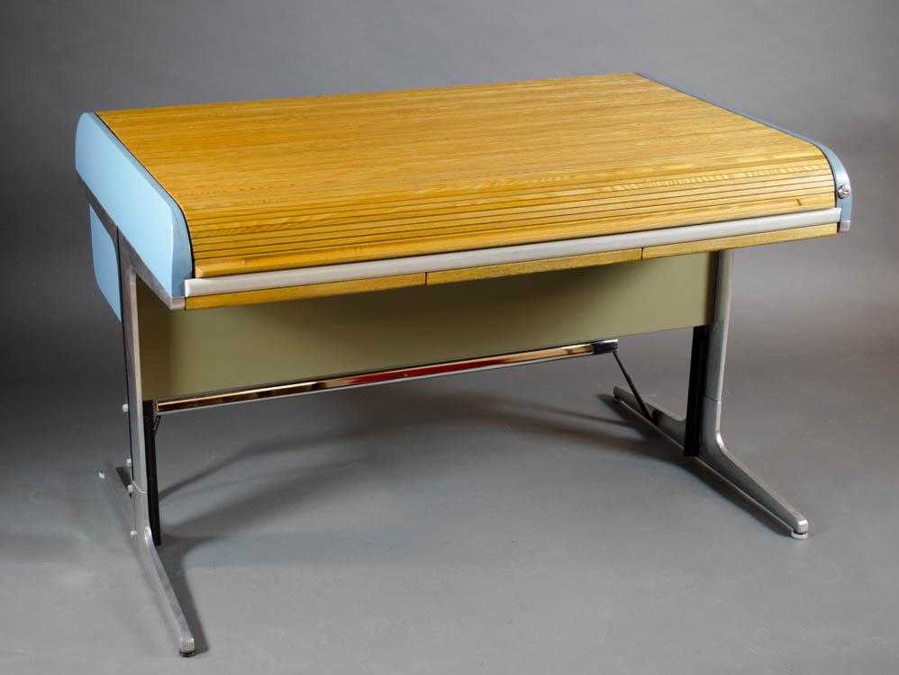 Appraisal: MID-CENTURY MODERN ROLL-TOP ACTION OFFICE DESK George Nelson and Robert