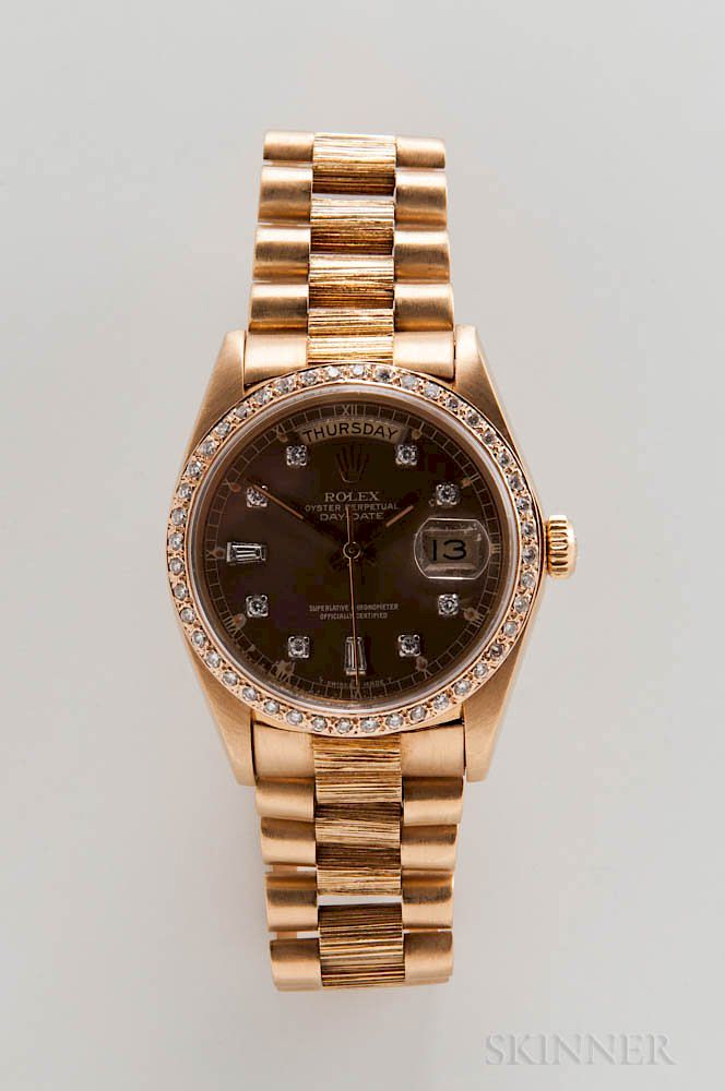 Appraisal: Rolex kt Gold and Diamond Day-Date Reference Wristwatch Rolex kt