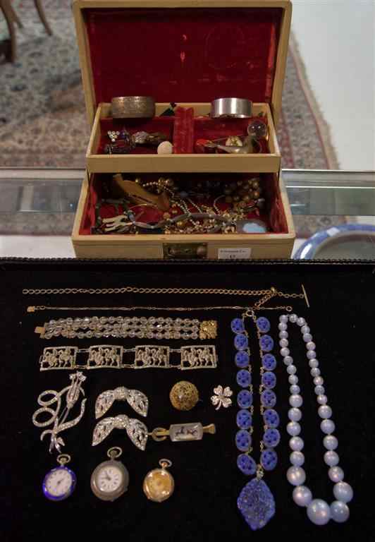 Appraisal: COLLECTION OF WATCHES AND COSTUME JEWELRY including three ladies lapel