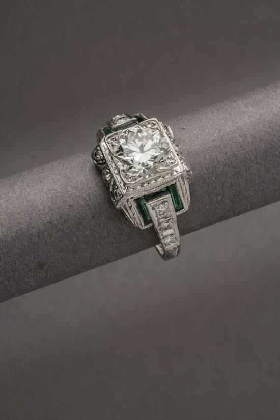 Appraisal: Art Deco Platinum Solitaire Diamond Ring Circa Set with one