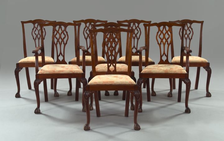 Appraisal: Suite of Eight George III-Style Mahogany Dining Chairs consisting of