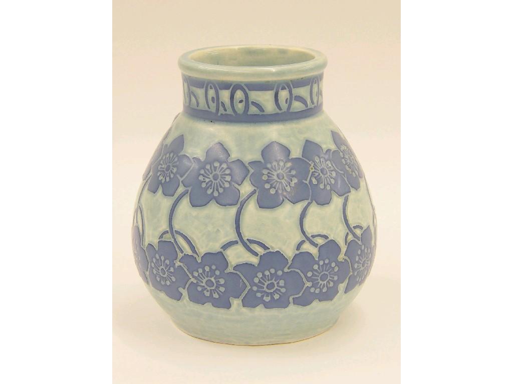 Appraisal: Gustavsberg ovoid sgrafitto vase by E Engstrom decorated with two