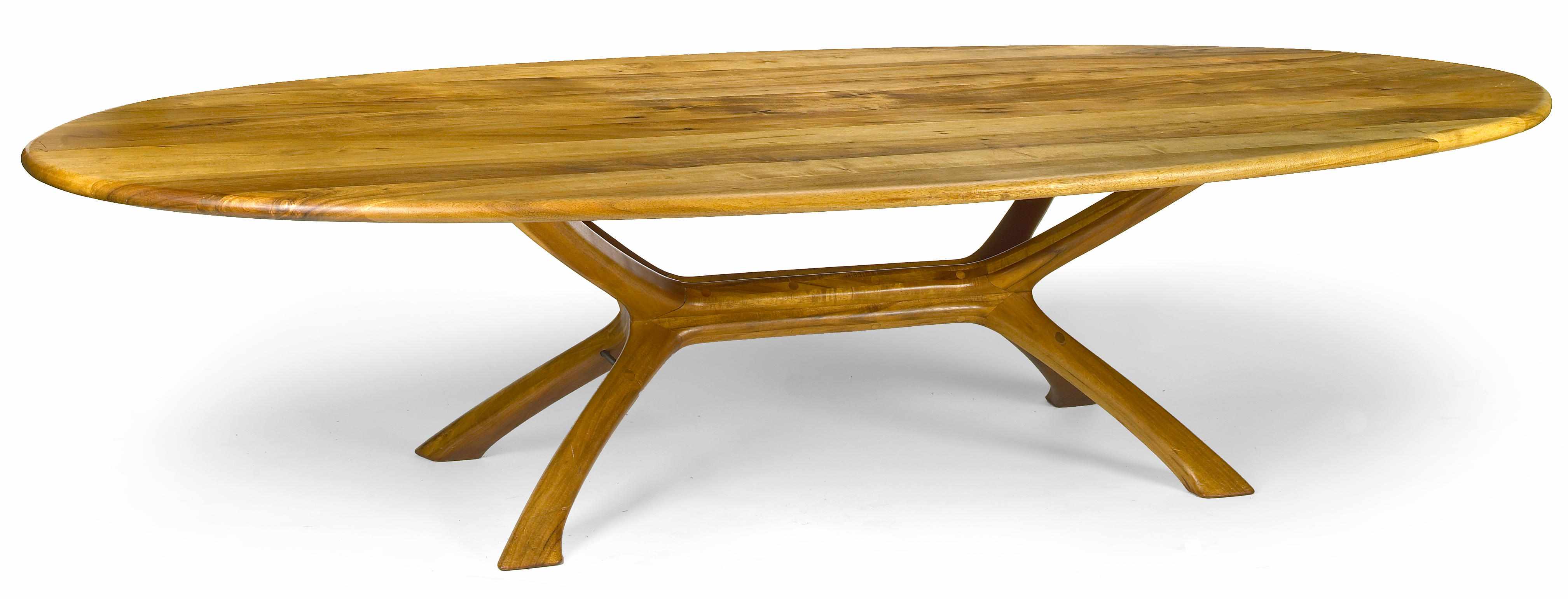 Appraisal: A California Studio carved koa wood dining table s height