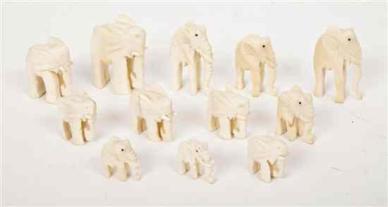 Appraisal: A Collection of Twelve African Carved Ivory Elephants of graduated