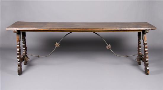 Appraisal: A Baroque Style Trestle Table Height x width x depth