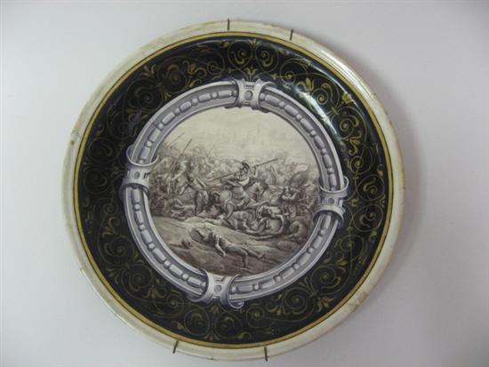 Appraisal: A th C Painted and Enameled Tin Charger having a