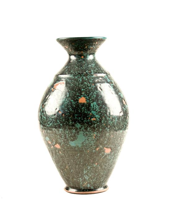 Appraisal: One Thrown Stoneware Vase with bulbous body and flared neck