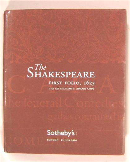 Appraisal: vols Auction Catalogues The Shakespeare First Folio The Dr Williams's