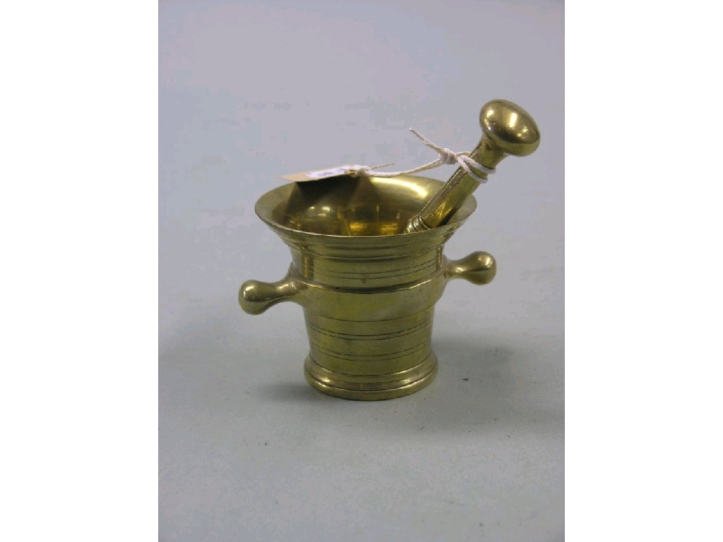 Appraisal: An th th century Dutch brass mortar two handled with