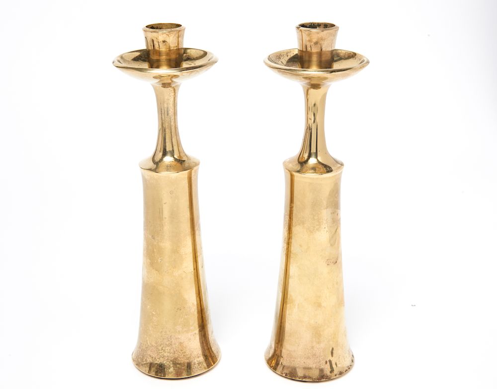 Appraisal: Dansk Danish Modern Brass Candleholders c Pr Pair of Jens