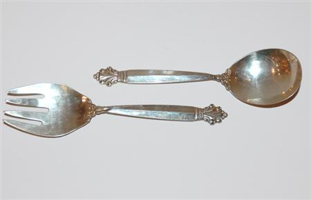 Appraisal: Georg Jensen Sterling Silver Salad Serving Fork and Spoon Estimate