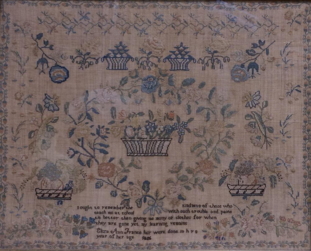 Appraisal: AMERICAN OR ENGLISH SAMPLER BY ELIZA ANN FRANCE FRAME X