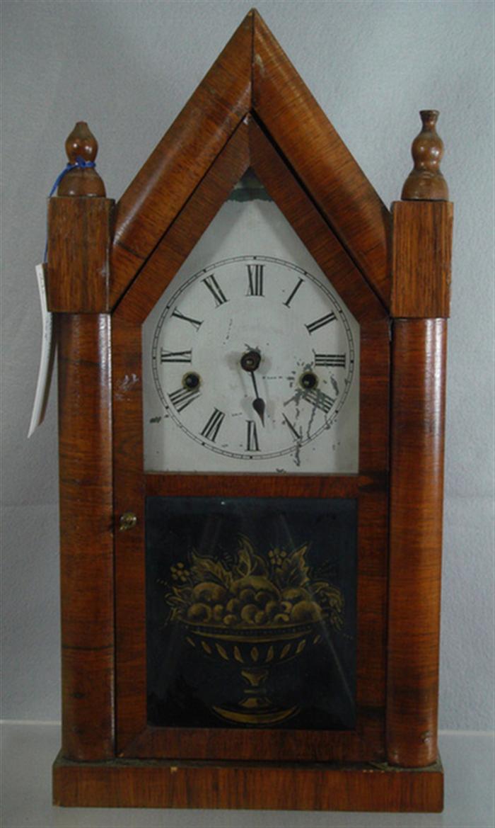 Appraisal: Ansonia mahogany steeple clock t s hr h veneer chips