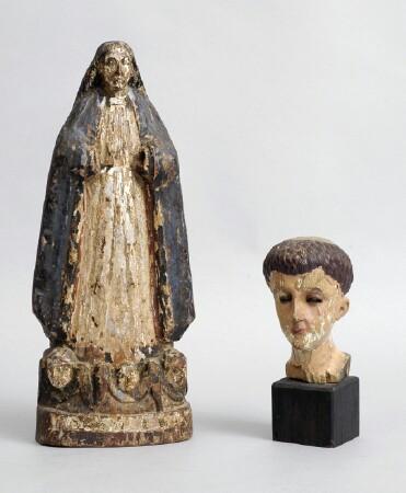 Appraisal: FILIPINO CARVED FIGURE OF THE VIRGIN MARY Together with a