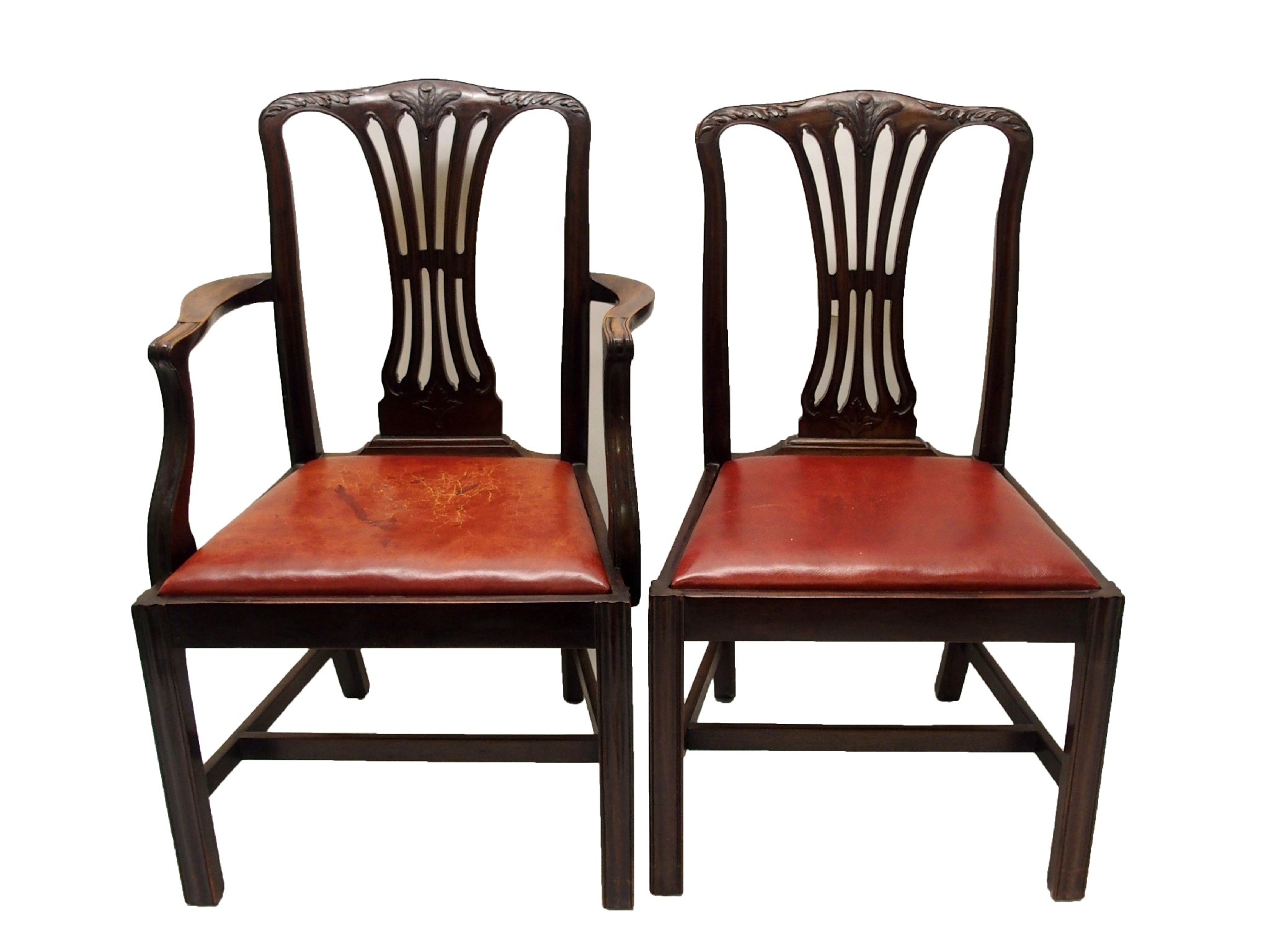 Appraisal: A set of eight mahogany dining chairs including two carversthe