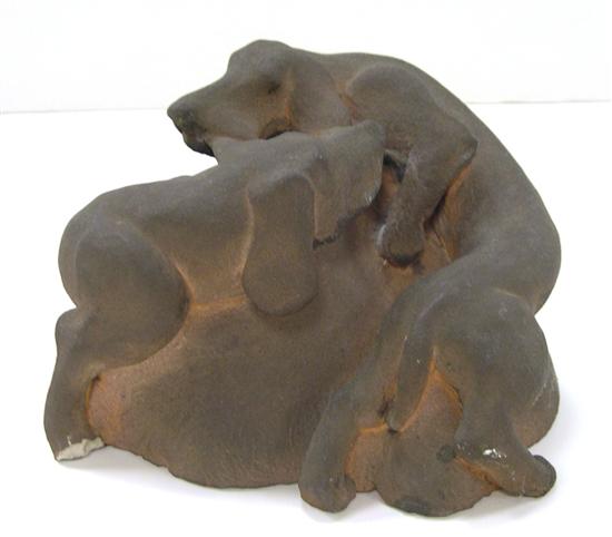 Appraisal: Ingrid Fetz American - plaster sculpture of two dachsunds circling