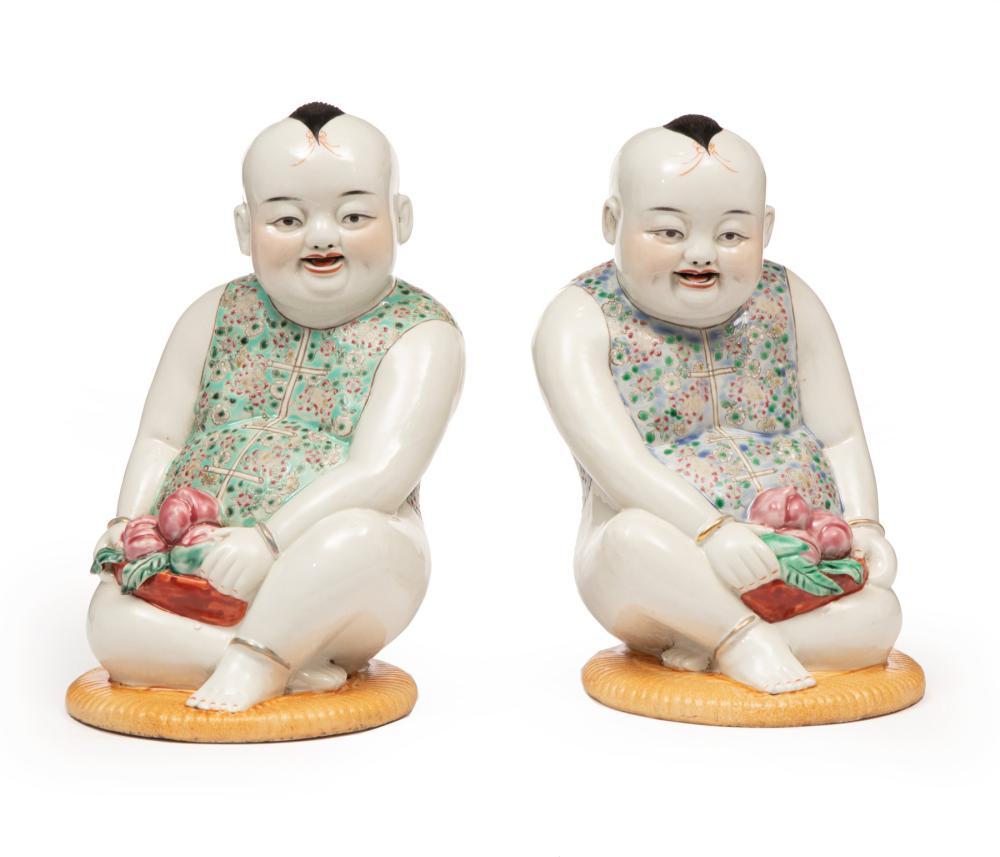 Appraisal: PAIR OF CHINESE FAMILLE ROSE PORCELAIN FIGURESPair of Chinese Famille