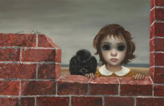 Appraisal: Margaret Keane Young girl with dog signed and dated lower