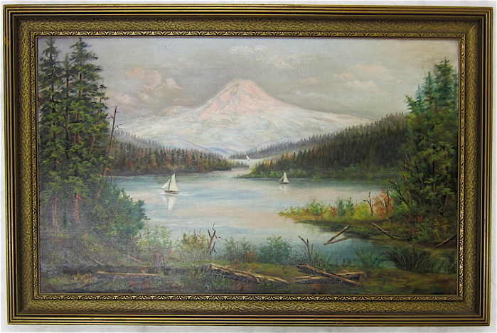 Appraisal: MOUNT HOOD LANDSCAPE OIL ON CANVAS circa - 's Image