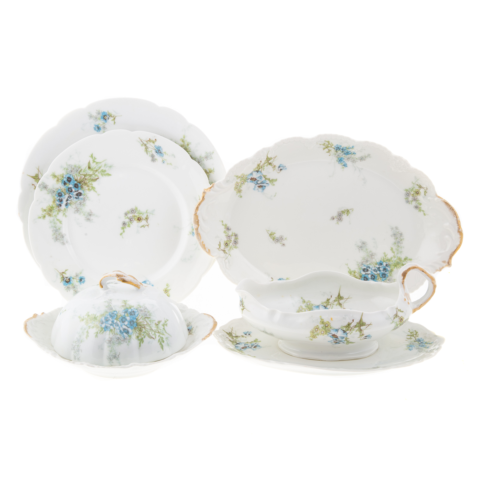 Appraisal: LIMOGES FLORAL DECORATED PARTIAL DINNER SERVICE Approx pieces includes dinner