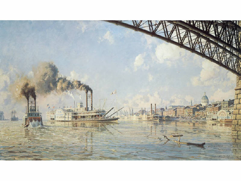 Appraisal: JOHN STOBART BRITISH B Two St Louis scenes lithographs and