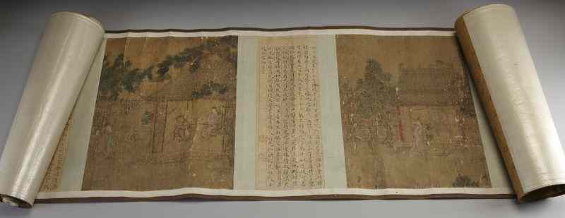 Appraisal: Chinese watercolor scroll attr to Qiu Ying and Wang Chong