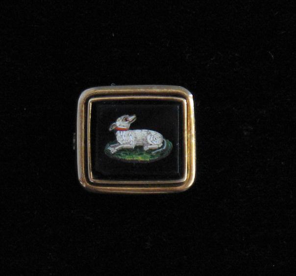 Appraisal: A VICTORIAN MICRO-MOSAIC BROOCH of square form with a recumbent