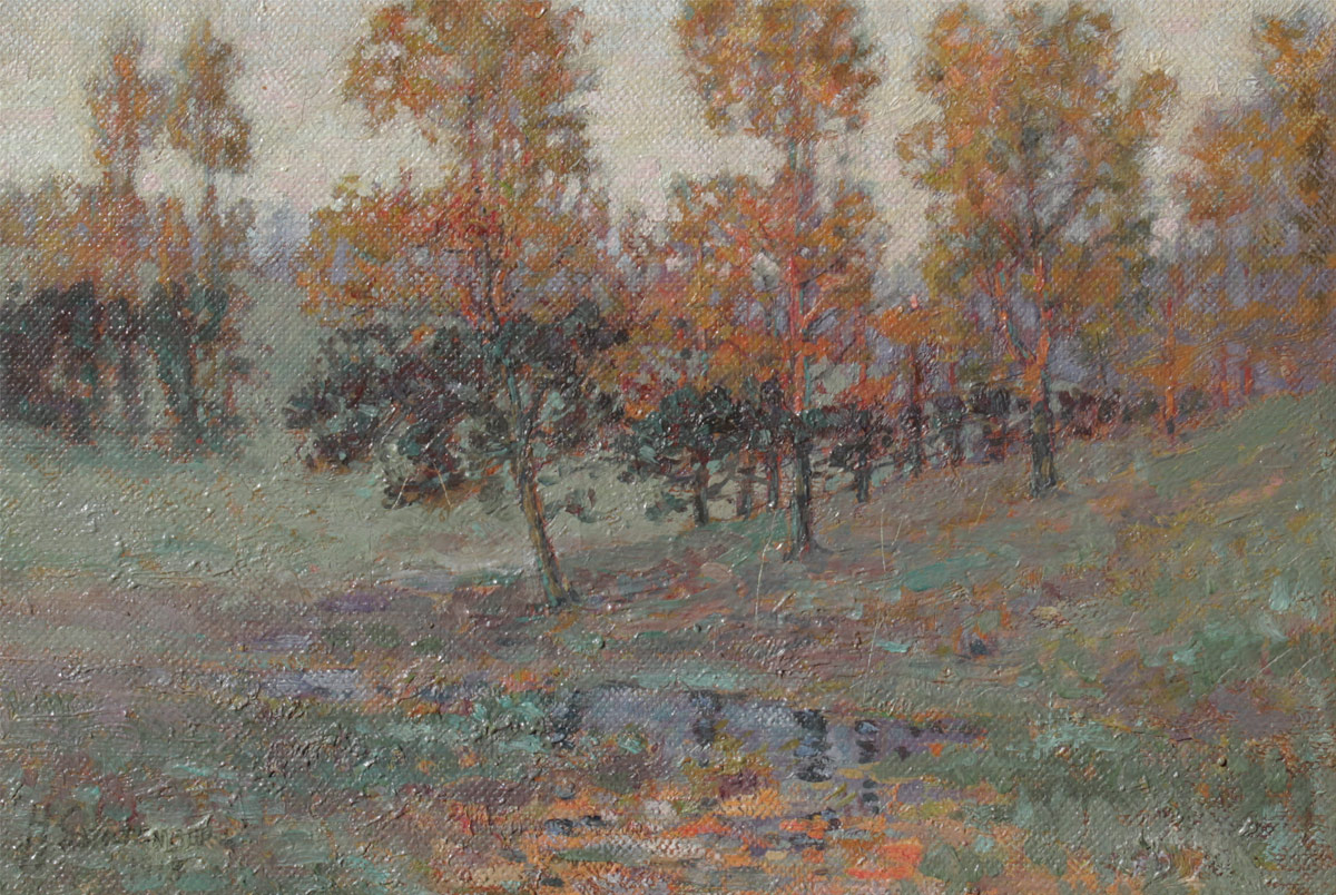 Appraisal: STOLTENBERG Hans John American - Sunlit Autumnal Meadow Oil Masonite