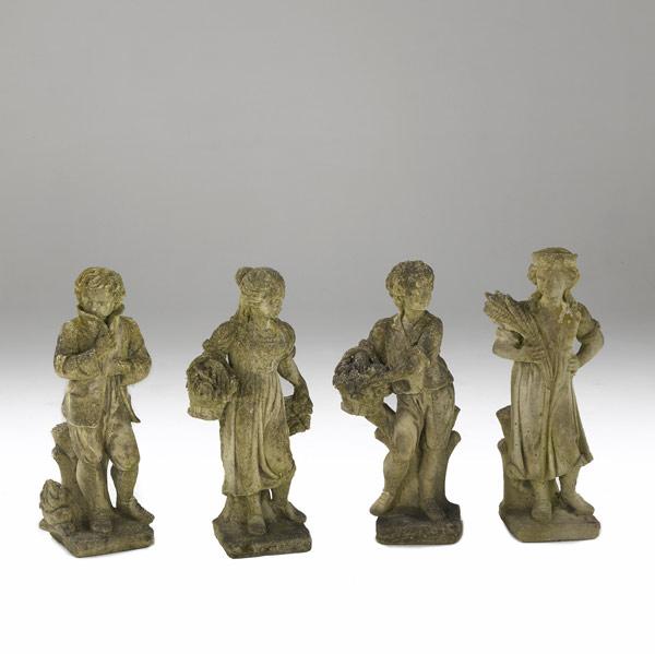 Appraisal: GARDEN STATUARY Two male and two female figures depicting each