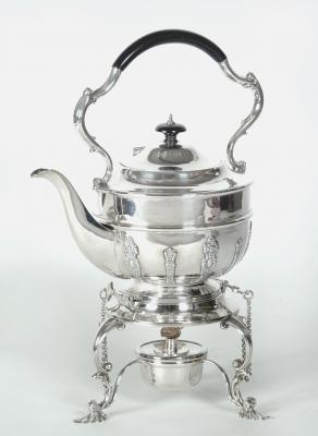 Appraisal: AN EDWARDIAN SPIRIT KETTLE Alexander Clark Sheffield of circular form