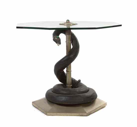 Appraisal: An Anthony Redmile Serpent Table having an octagonal glass top