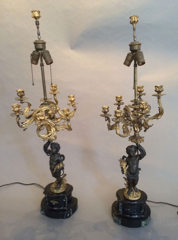 Appraisal: - Pair th C Candelabras Pair of th Century candelabras