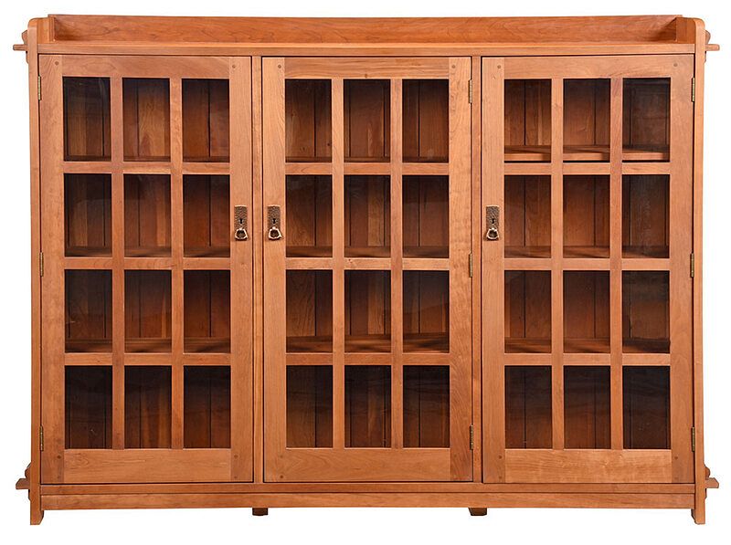 Appraisal: Arts and Crafts Style Stickley Triple Bookcase branded mark and