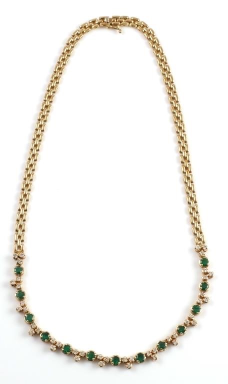 Appraisal: K yellow gold necklace contains round brilliant cut diamonds Weight