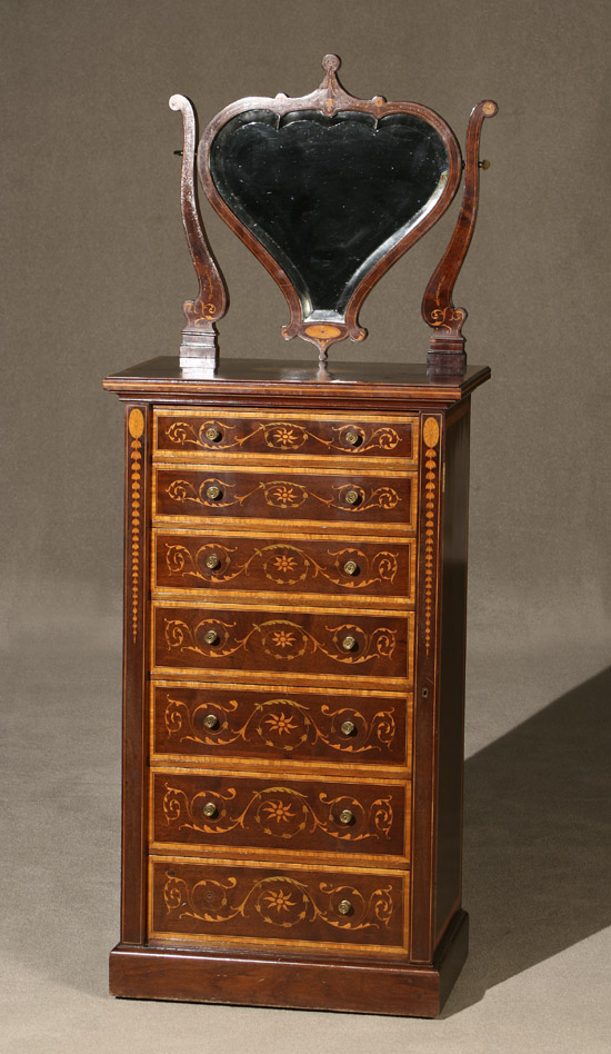 Appraisal: Edwardian Satinwood Inlaid Mahogany Wellington Chest Early th Century Minor