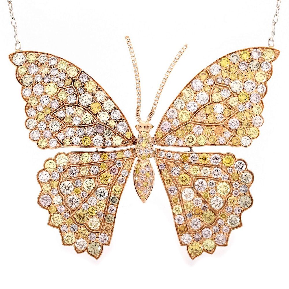 Appraisal: ct TW Diamond and K Butterfly Pendant Carat TW Fancy