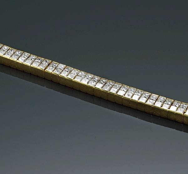 Appraisal: A diamond line bracelet estimated total diamond weight carats mounted