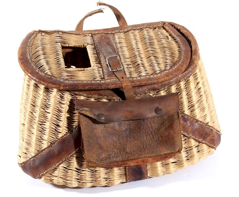 Appraisal: Antique Woven Fishing Creel Basket Featured in this lot we