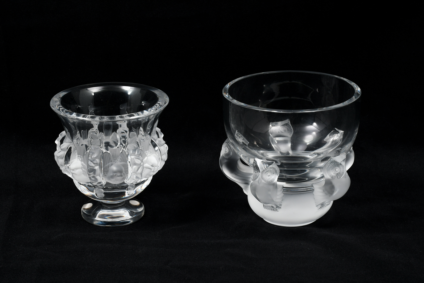 Appraisal: PC LALIQUE FRENCH CRYSTAL BOWL VASE Comprising - Dampierre vase