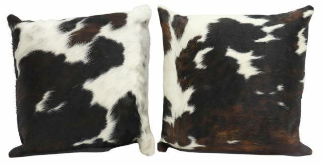 Appraisal: lot of New black brown and white cowhide pillows having