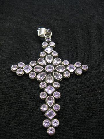 Appraisal: Amethyst Cross Pendant various fancy cut gems in sterling silver