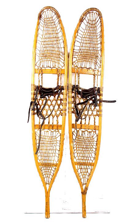 Appraisal: Antique Wooden Wallingford VT Snowshoes This is a pair of